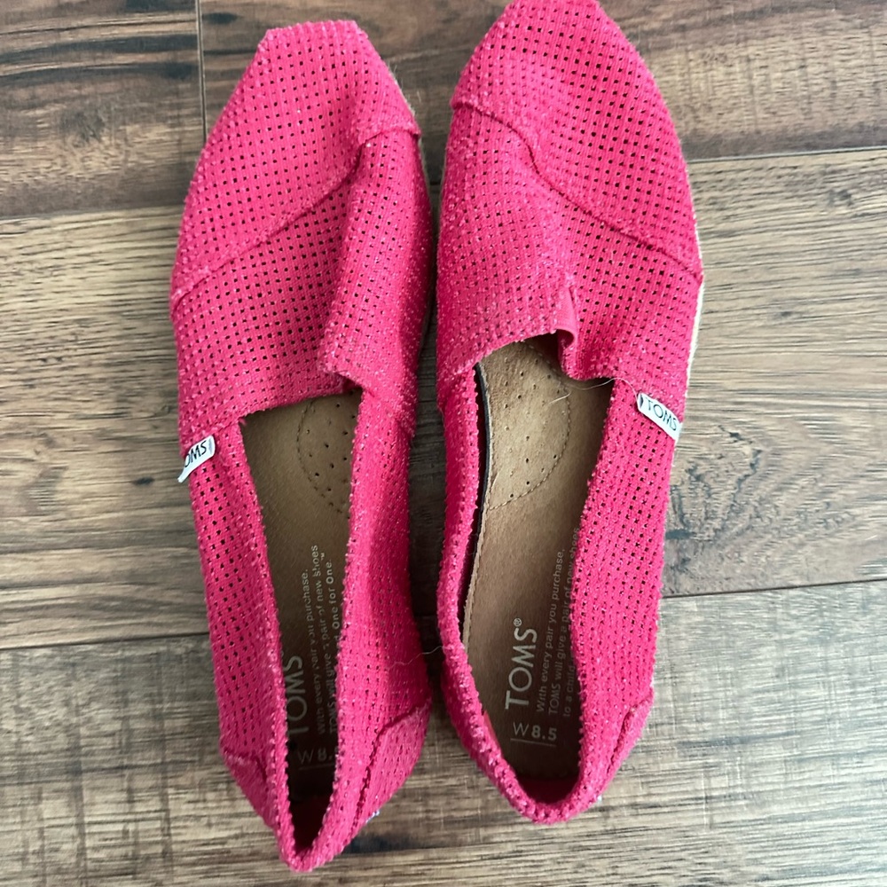 TOMS Women's Bright Pink Perforated Flats